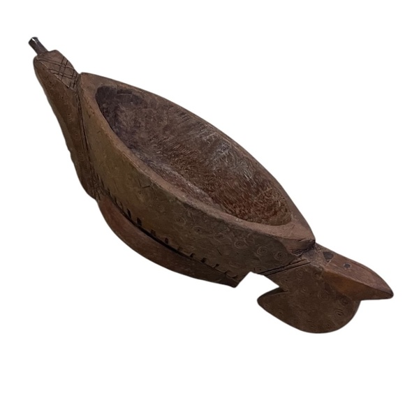 Vintage Hand Carved Wooden Eagle Head Kharal Drinking Bowl - Picture 7 of 12